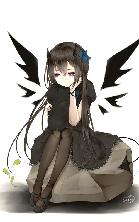 Cute, Angel With Black Wings, Anime, Wallpaper - 1440x2300 Wallpaper ...