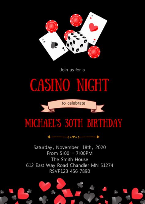 Casino night birthday party invitation Template | PosterMyWall