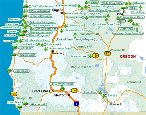 Camping in Southwest Oregon - Find Oregon Campgrounds | Oregon map ...