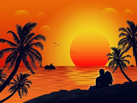 Beach Sunset - Illustration by Muhammad Jasim 💎 on Dribbble