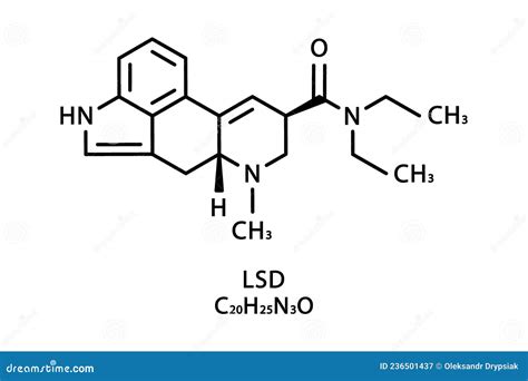 LSD Molecular Structure. Lysergic Acid Diethylamide Skeletal Chemical ...