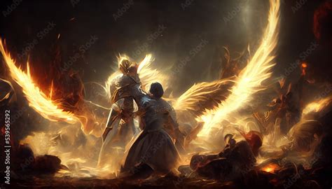 An angel fights with a demon. Eternal battle good vs evil. Inspired by ...