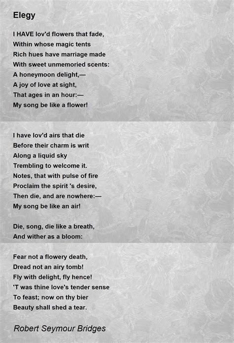 Elegy Poem by Robert Seymour Bridges - Poem Hunter