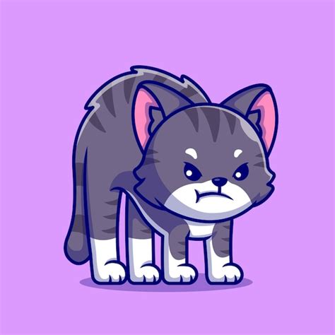 Premium Vector | Cute Cat Angry Cartoon Icon Illustration.