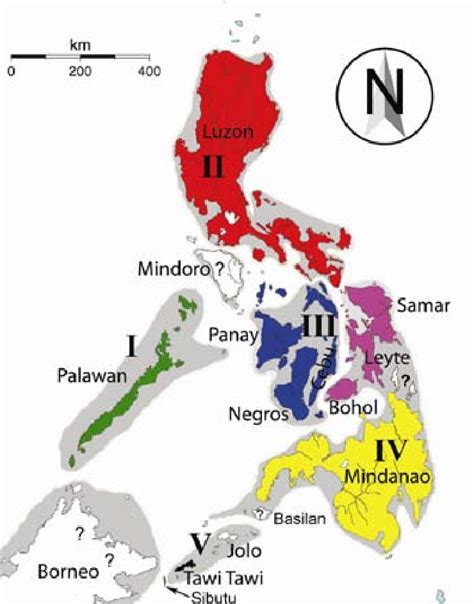 Map of the philippine Archipelago showing the distribution ranges of ...