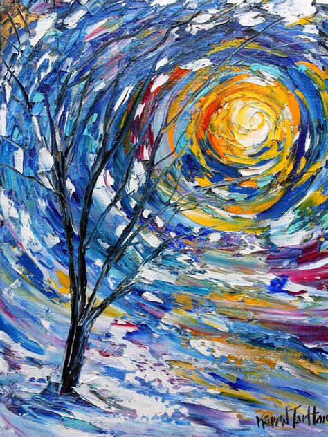 Winter Tree painting original oil abstract impressionism fine art ...