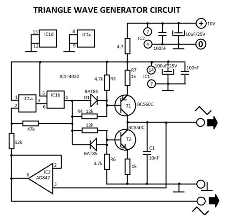 Triangle Wave Generator Circuit - ElectroSchematics.com