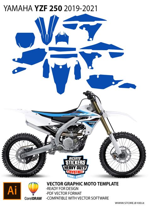 Graphics template YAMAHA YZF 250 2019-2021 | 2021 Template | B100.it ...