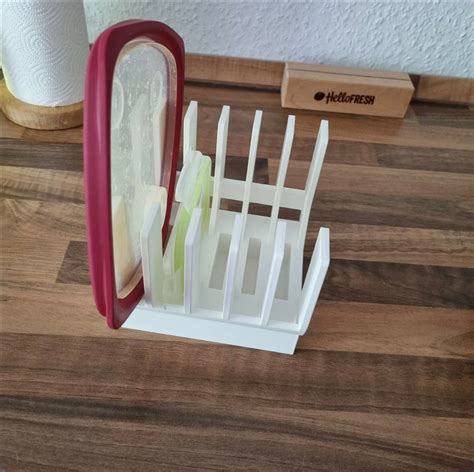 Tupperware Lid Holder Kitchen Organiser 3D Printed Home Space Saving ...