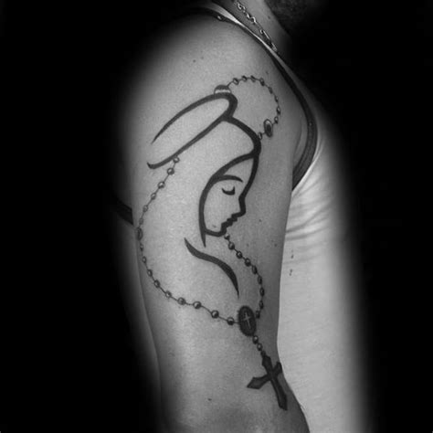 virgin mary with rosary tattoo - ozzyosbournekneetattoo