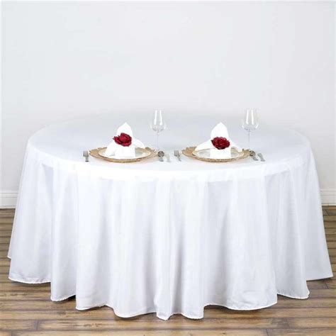 108" White Polyester Round Tablecloth | White table cloth, Round ...