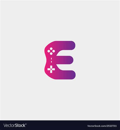 Letter e game logo design template gamepad icon Vector Image