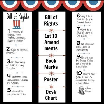 Bill of Rights, First 10 Amendments Chart by Susie's Notebook | TpT