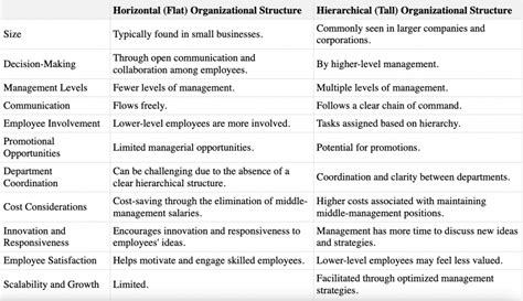 Horizontal (Flat) vs Hierarchical (Tall) Organizational Structure ...