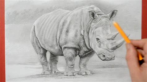 How to Draw a Rhinoceros - Realistic Pencil Drawing - YouTube