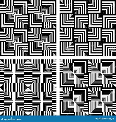 Seamless Op Art Patterns Set. Stock Vector - Illustration of illusion ...