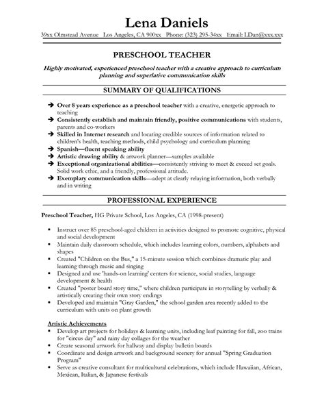 Resume Sample Preschool Teacher Assistant | Teacher resume template ...