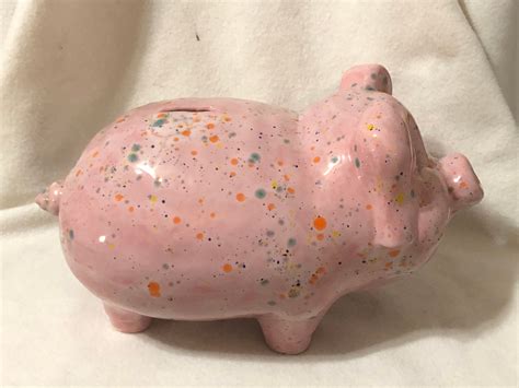 Pink Glazed Ceramic Piggy Bank