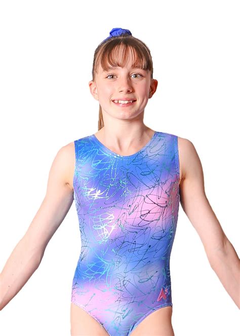 SCRIBBLE - SP-L89: - Girls Sleeveless Gymnastics Leotard in Scribble ...