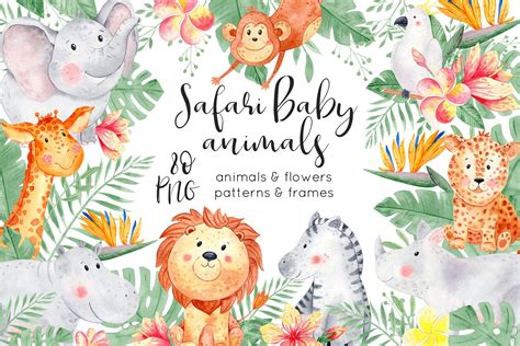 Watercolor safari baby animals by Ulafant on @creativemarket, 2020 ...