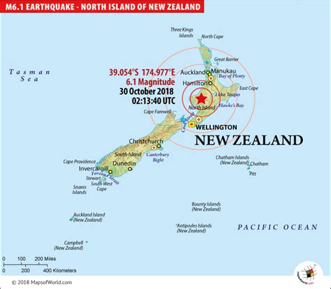 New Zealand Earthquake Map, Area affected by Earthquake in New Zealand