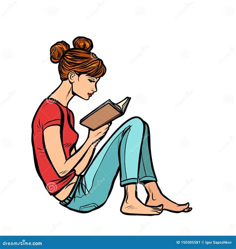 Teen girl reading a book stock vector. Illustration of person - 150305581