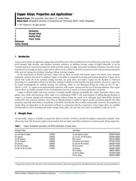 Copper - Alloys - Properties and Applications - Chapter | PDF | Alloy ...