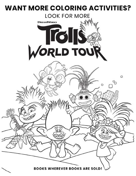 Free Printable TROLLS Coloring Pages, Activity Sheets, Zoom Backgrounds ...