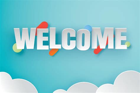 Welcome sign letters with blue sky background. Welcome banner greeting ...