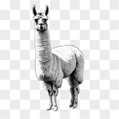 Download Black and White Drawing of Llama in Grass Sketches Online ...