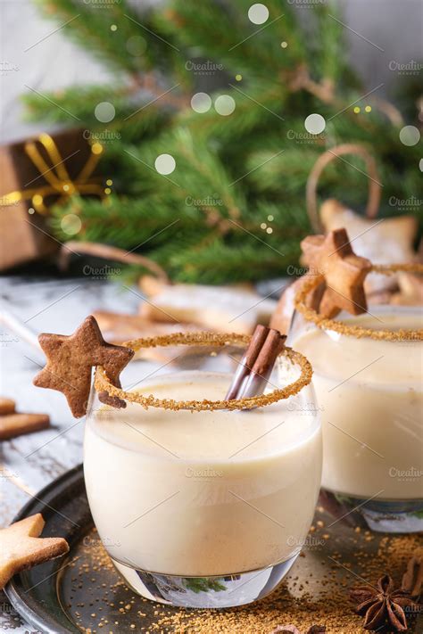 Eggnog Christmas cocktail ~ Food & Drink Photos ~ Creative Market