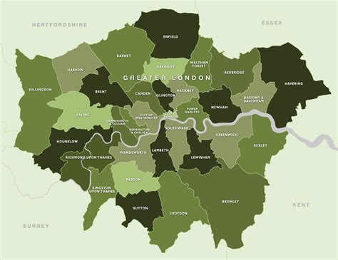 Map of London boroughs - royalty free editable vector map - Maproom ...