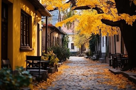 Premium Photo | City street in autumn