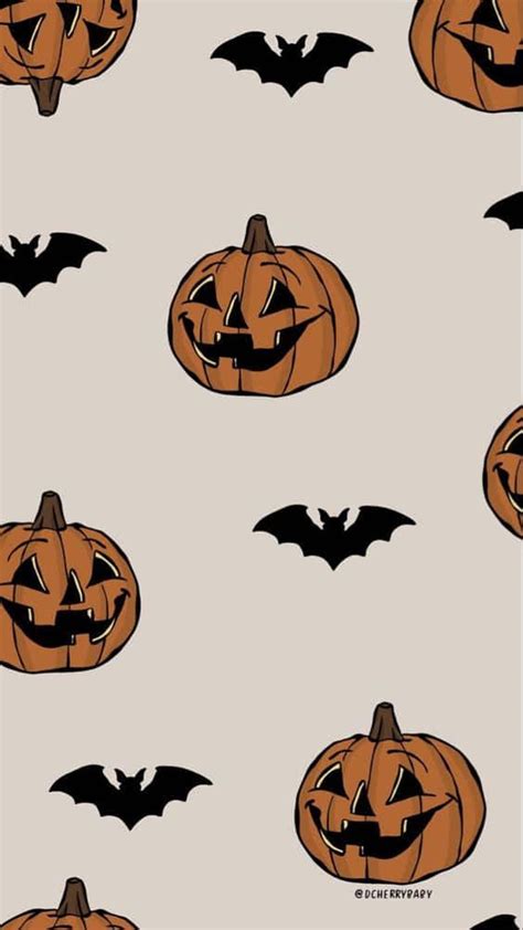 Download Pumpkins And Bats Fall Halloween Iphone Wallpaper | Wallpapers.com