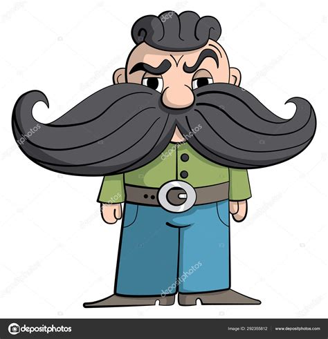 Cartoon Style Illustration Man Massive Giant Mustache Stock Vector ...