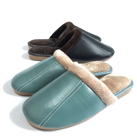 House Slippers Genuine Leather Shoes Winter Warm Home Women Slippers ...