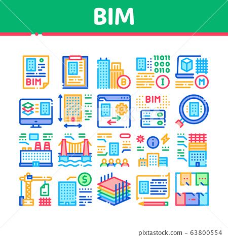 Bim Building Information Modeling Icons Set Vector - Stock Illustration ...