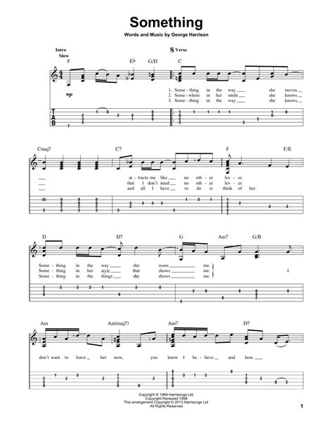 Something Sheet Music | The Beatles | Guitar Tab