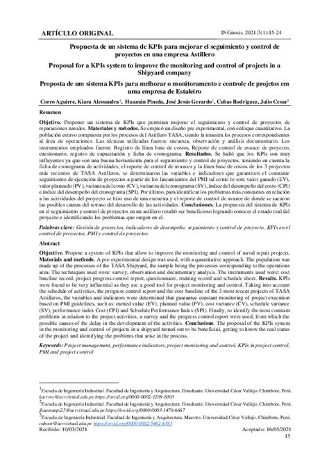 (PDF) Propuesta de un sistema de KPIs para mejorar el seguimiento y ...