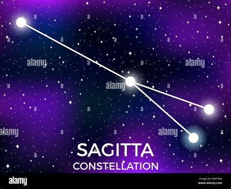 Sagitta constellation. Starry night sky. Zodiac sign. Cluster of stars ...