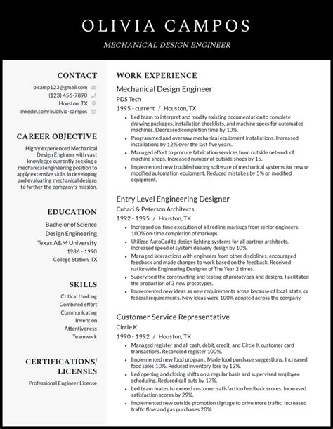 Best Mechanical Engineer Resume Format and Templates (With Tips)