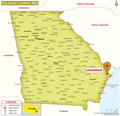 Map Of Savannah Georgia Usa - Map Of West