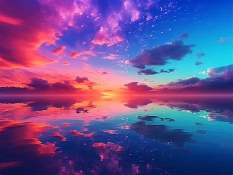 Premium AI Image | Purple and blue sunset with clouds reflected in ...