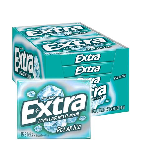 Extra Gum, Polar Ice Sugarfree Gum, 15 Sticks (Pack of 10) - Walmart.com