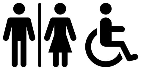 toilet sign for man, woman and disabled people with Glyph black ...