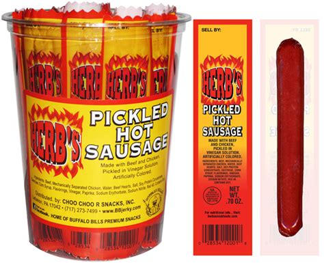 Herb’s Pickled Hot Sausages 0.7oz Wrapped – 24-ct Cups