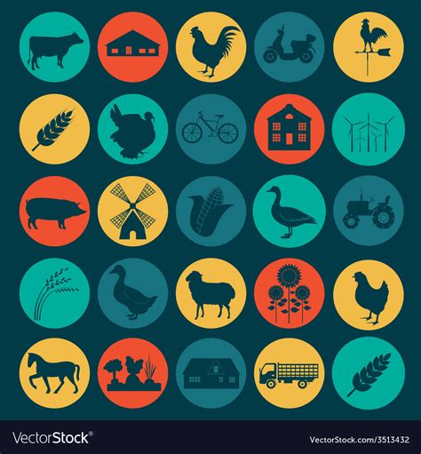 Set agriculture animal husbandry icons Royalty Free Vector