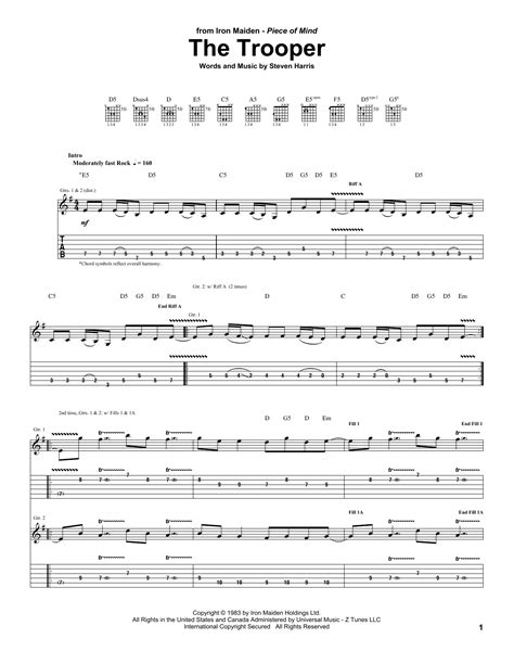 The Trooper by Iron Maiden - Guitar Tab - Guitar Instructor