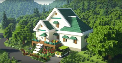 Minecraft Stylish White Suburban House Ideas and Design