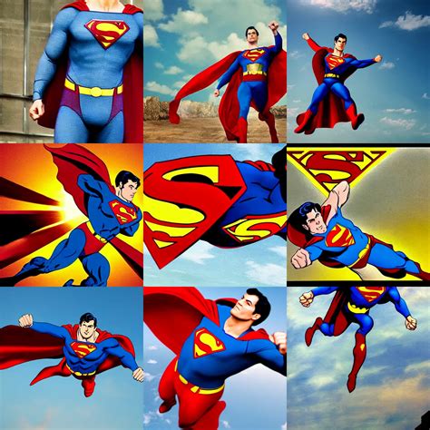 superman flying in famous pose | Stable Diffusion